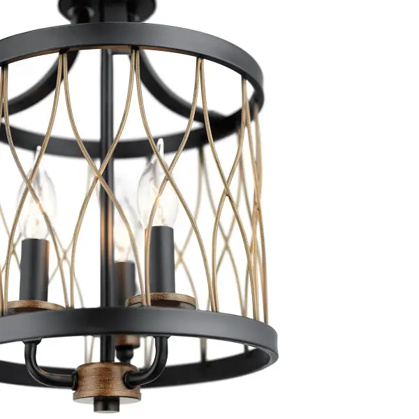 The Brookglen 3-Light Pendant brings industrial charm to smaller spaces with its compact 10-inch diameter and sleek black finish. Ideal for kitchen islands, breakfast nooks, or cozy dining areas where style meets function. - alternate view