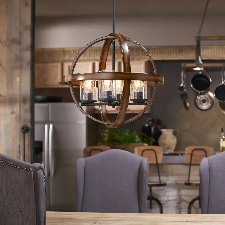 Barrington 4-Light Pendant with Clear Seeded Glass - Image 5