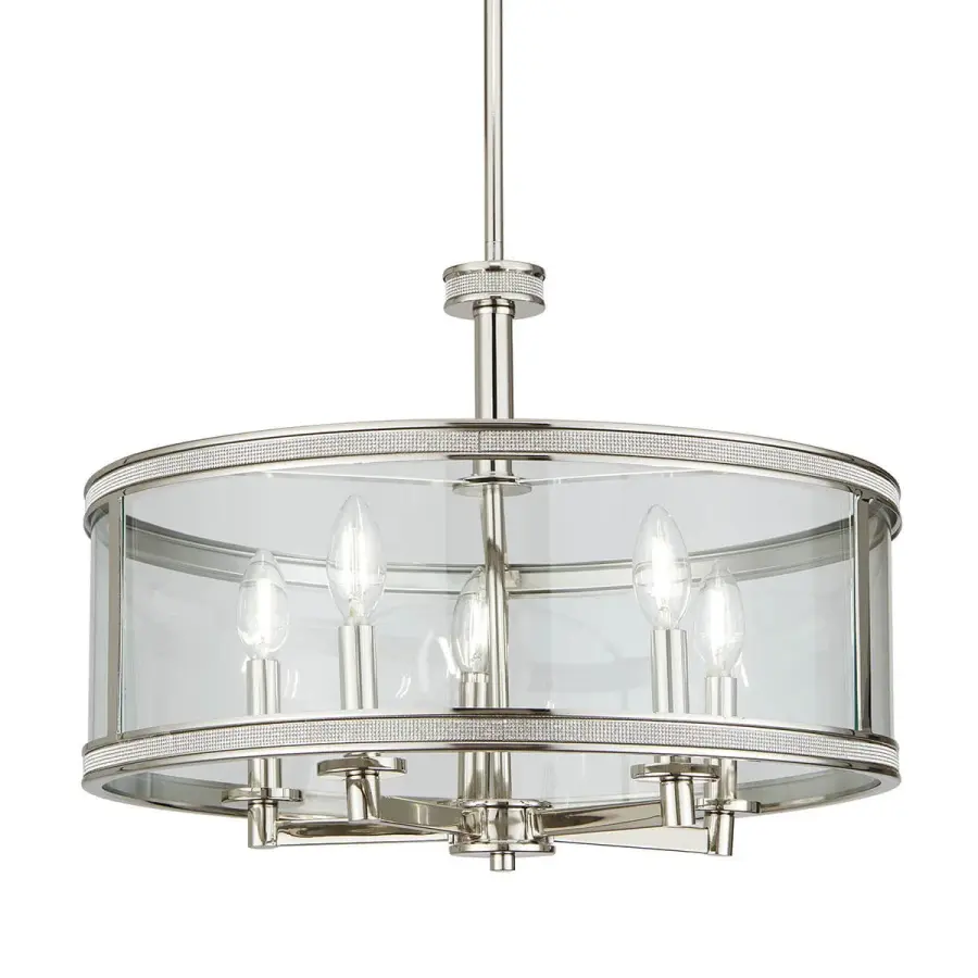 Angelica 5-Light Drum Pendant in Polished Nickel - Image 1