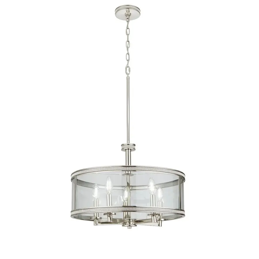 Angelica 5-Light Drum Pendant in Polished Nickel - Image 2