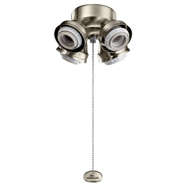 This accessory light fitter allows you to add or replace lighting on compatible ceiling fans. The brushed stainless steel finish provides a clean, modern look that coordinates with various fan styles.