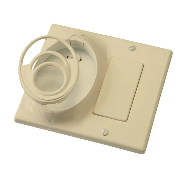 This wall-mounted control system provides convenient ceiling fan operation with a clean, unobtrusive design. The ivory finish blends seamlessly with most wall plates and décor styles.
