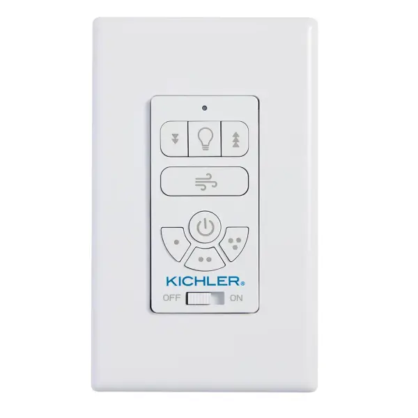 The AC Standard wall control offers basic ceiling fan operation with dimming capability in a clean white finish. Ideal for straightforward fan control without complex features or remote functionality.