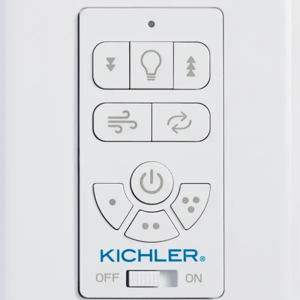 The AC Standard Wall Control offers comprehensive ceiling fan management with dimming capability and full-function control. Its clean white finish integrates seamlessly into any room's decor while providing convenient access to fan speed and light settings. - alternate view