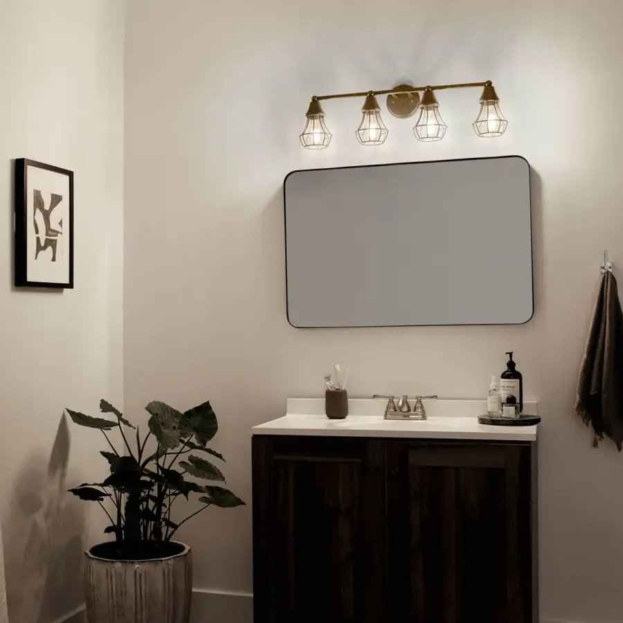 Bayley 4-Light Vanity Light in Natural Brass - Image 6
