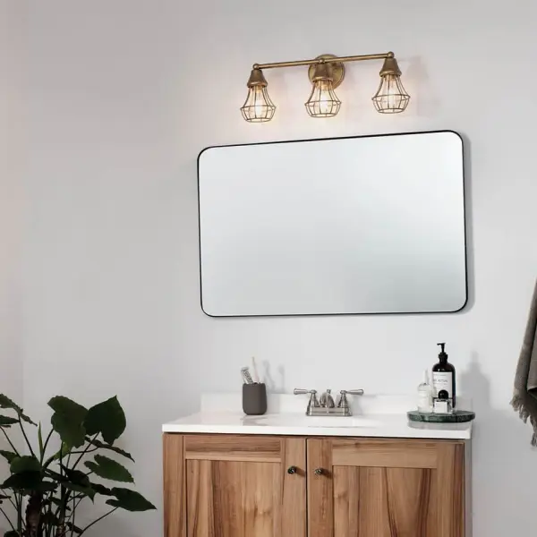 Bayley 3-Light Vanity Light in Natural Brass - Image 4