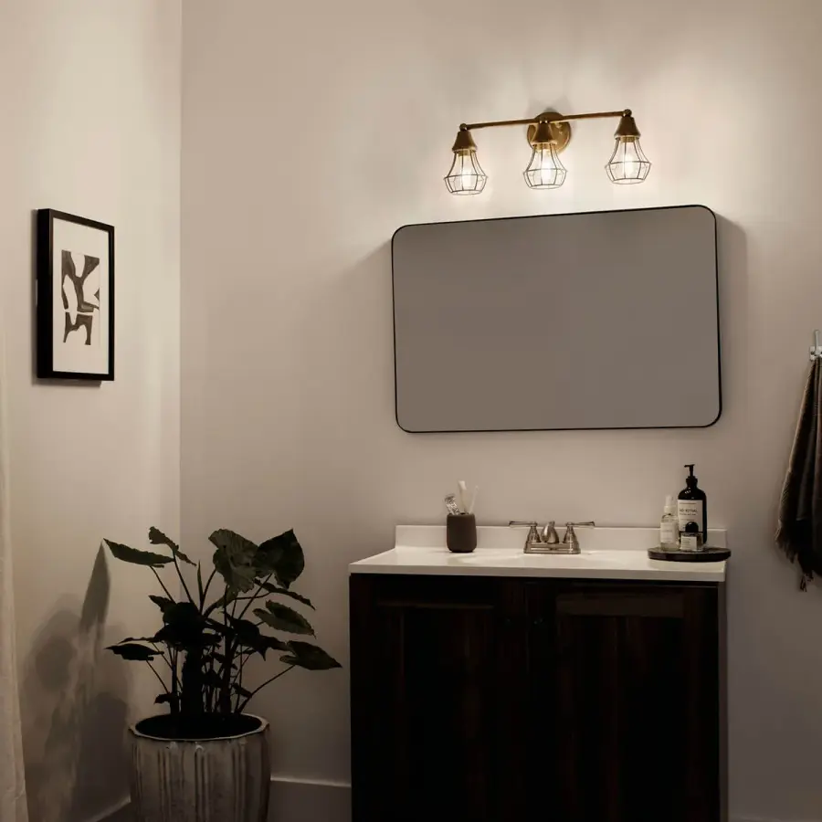 Bayley 3-Light Vanity Light in Natural Brass - Image 6