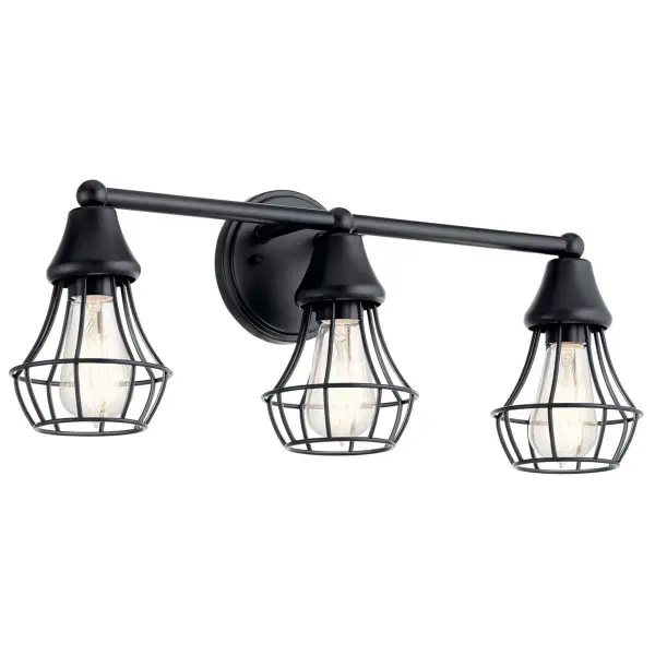 The Bayley vanity light offers flexible illumination with its up or down mounting capability. At 23 inches wide, it's perfectly sized for standard bathroom vanities, delivering contemporary style in a sleek black finish.