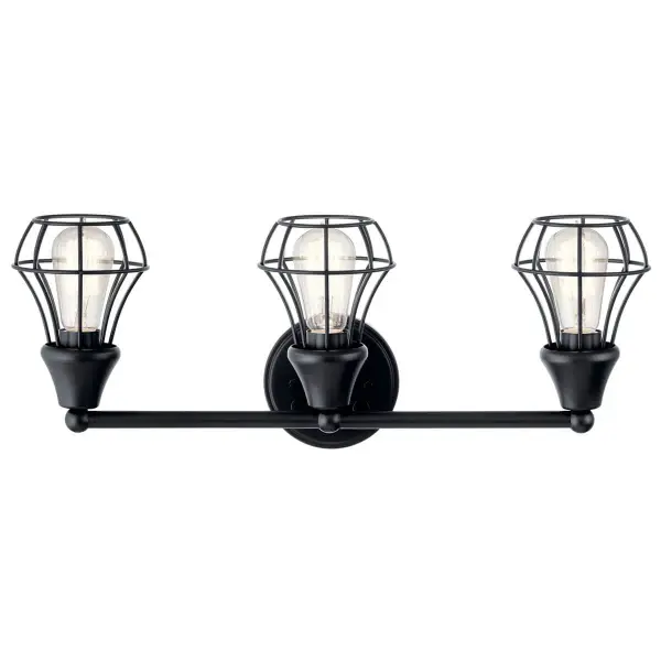 The Bayley vanity light offers flexible illumination with its up or down mounting capability. At 23 inches wide, it's perfectly sized for standard bathroom vanities, delivering contemporary style in a sleek black finish. - alternate view