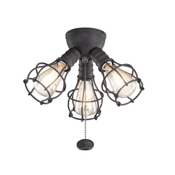 This compact light kit transforms any compatible ceiling fan into a functional lighting solution. The distressed black finish adds character while LED technology provides energy-efficient illumination.