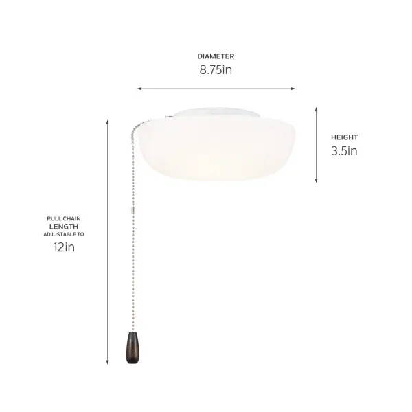 A clean, modern LED light kit that works with any ceiling fan finish. Features CCT selectable technology to switch between warm and cool light, plus full dimmability for customized ambiance.