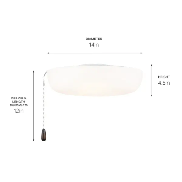 A universal 14-inch LED light kit featuring a clean, modern squared dome design with rounded edges. The CCT selectable technology allows switching between soft white and daylight, while dimmable functionality provides complete lighting control.