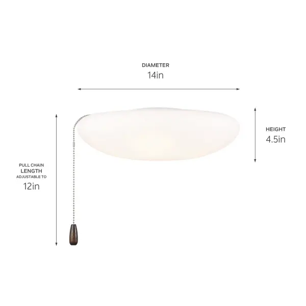 A sleek 14-inch LED light kit designed to retrofit most ceiling fans. Features CCT selectable technology allowing you to switch between warm and cool white light, plus full dimmability for customized ambiance.