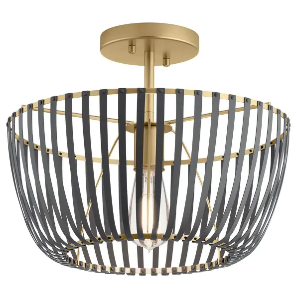 The Ayn ceiling light combines classic gold finish with contemporary design, ideal for smaller rooms needing ambient lighting. Its 14-inch diameter and dimmable feature make it versatile for bedrooms, bathrooms, and hallways.