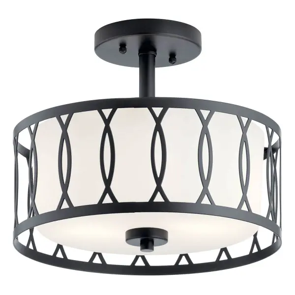 This 2-light semi-flush mount combines contemporary chrome styling with practical functionality. At 12.25" diameter, it's ideal for hallways, bedrooms, and bathrooms where ceiling clearance matters. Dimmable halogen bulbs provide adjustable ambiance.