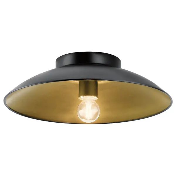 The Kira combines black and natural brass finishes in a low-profile design perfect for spaces with standard ceiling heights. Its metal shade and dimmable feature offer both style and functionality.