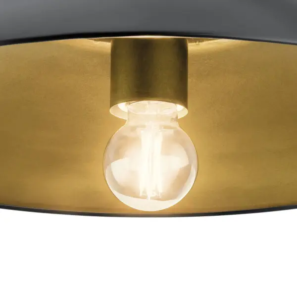 The Kira combines black and natural brass finishes in a low-profile design perfect for spaces with standard ceiling heights. Its metal shade and dimmable feature offer both style and functionality. - alternate view