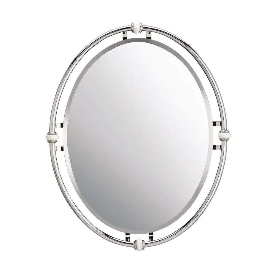 Pocelona Chrome Mirror with Porcelain Accents