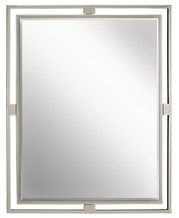 The Hendrik Mirror delivers timeless appeal with its clean-lined brushed nickel frame. At 24" x 30", it's perfectly sized for bathrooms and powder rooms while working equally well in bedrooms or entryways.