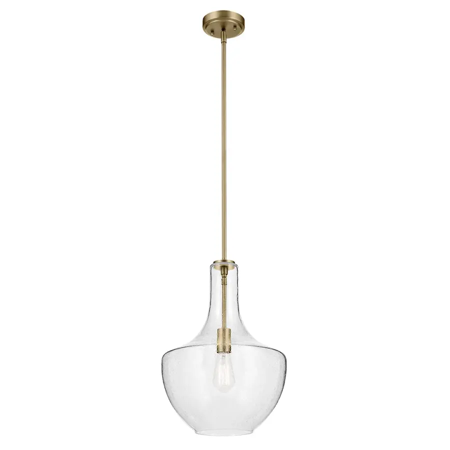 Everly Natural Brass Pendant with Clear Seeded Glass - Image 2