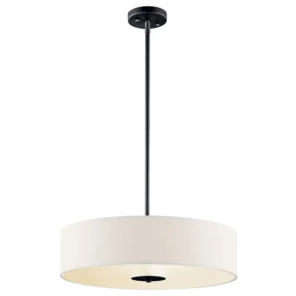 Black Fabric Drum Semi-Flush Mount Ceiling Light - Image 2