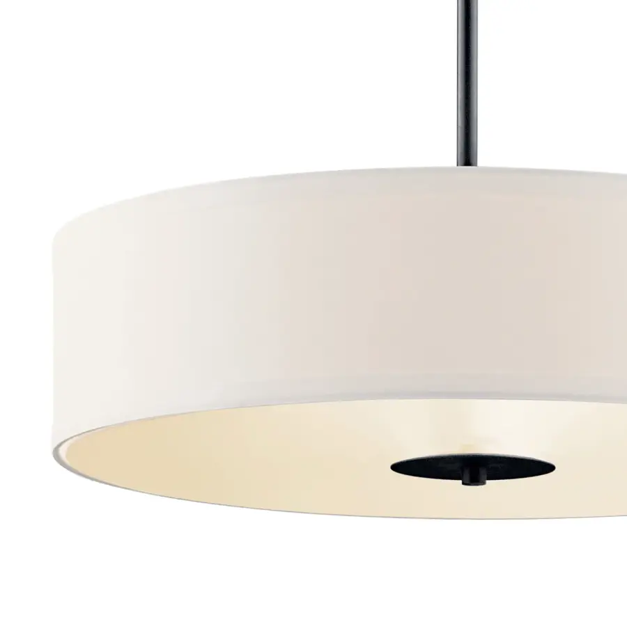 Black Fabric Drum Semi-Flush Mount Ceiling Light - Image 3