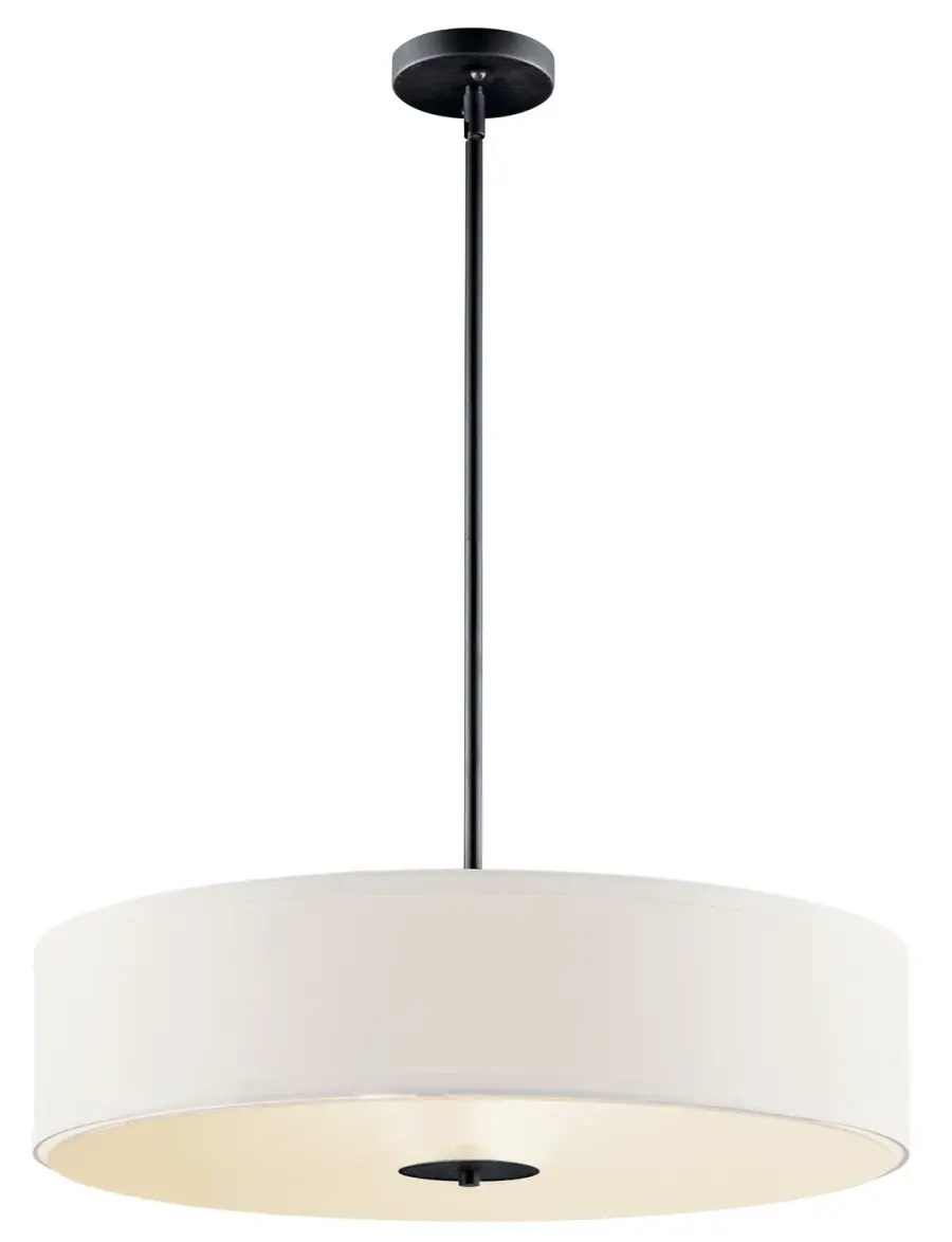 Three Light Semi-Flush Pendant in Black
