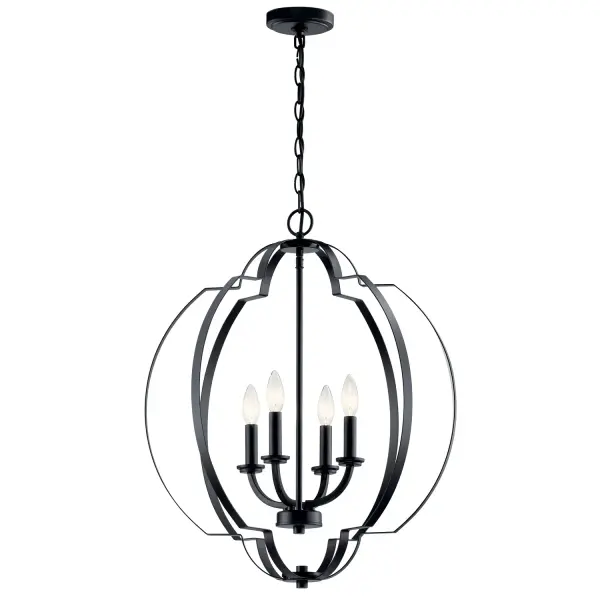 Voleta Four Light Foyer Pendant in Black