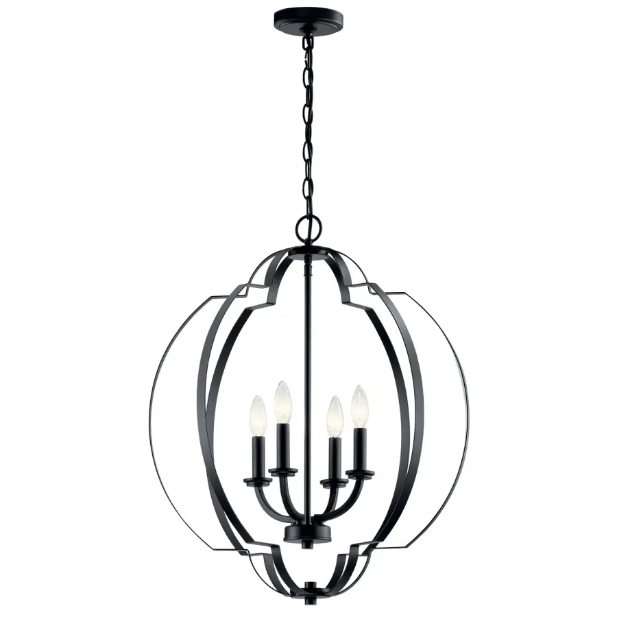Voleta Four Light Foyer Pendant in Black