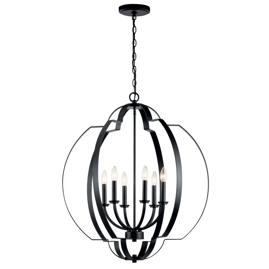 Voleta 6-Light Foyer Chandelier in Black