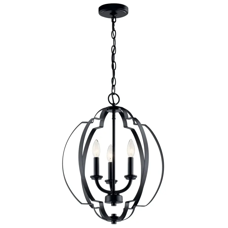 Voleta Three Light Pendant in Black