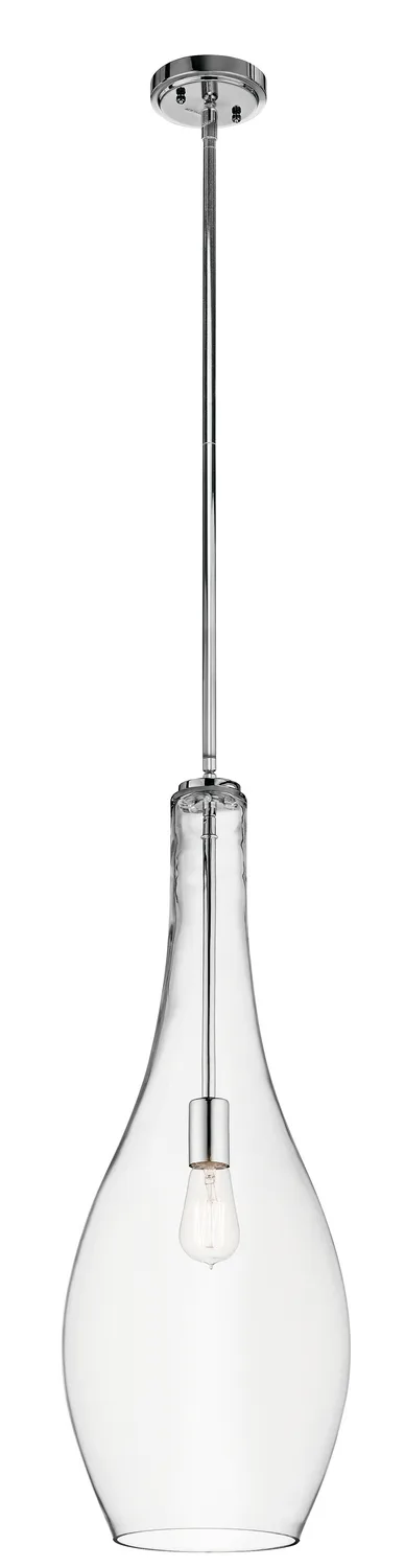 Everly One Light Teardrop Pendant in Chrome