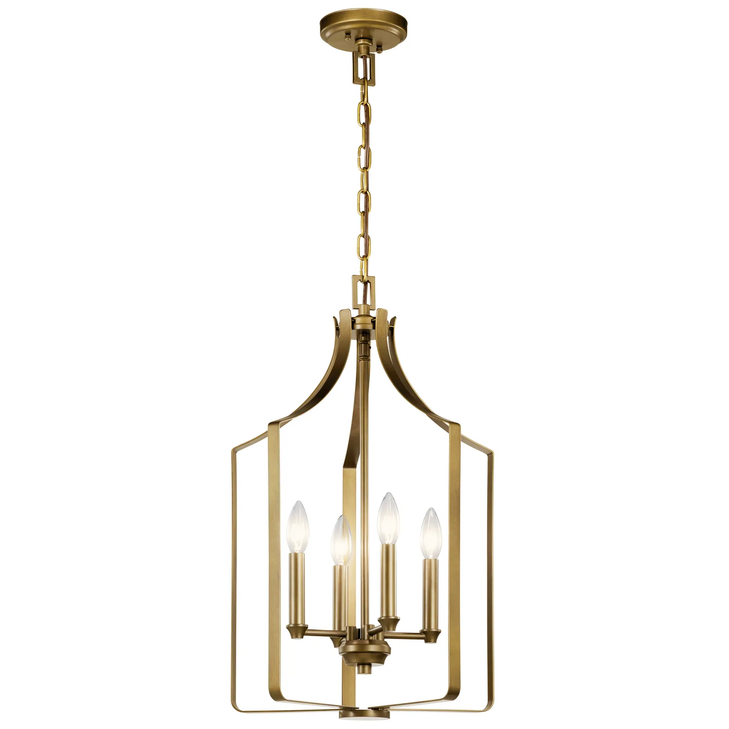 Morrigan Four Light Mini Chandelier in Natural Brass
