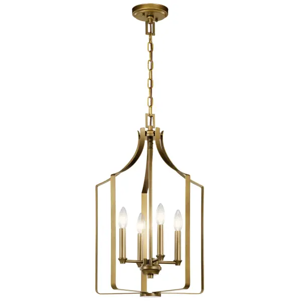 Morrigan Four Light Mini Chandelier in Natural Brass