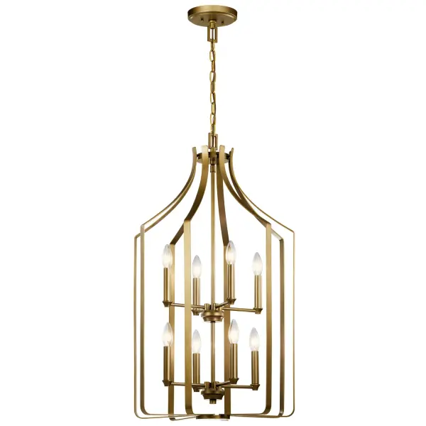 Morrigan Eight Light Foyer Chandelier in Natural Brass