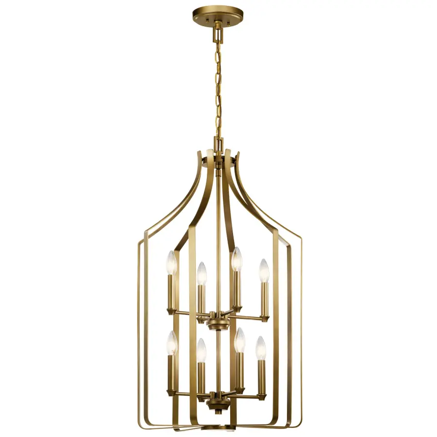 Morrigan Eight Light Foyer Chandelier in Natural Brass