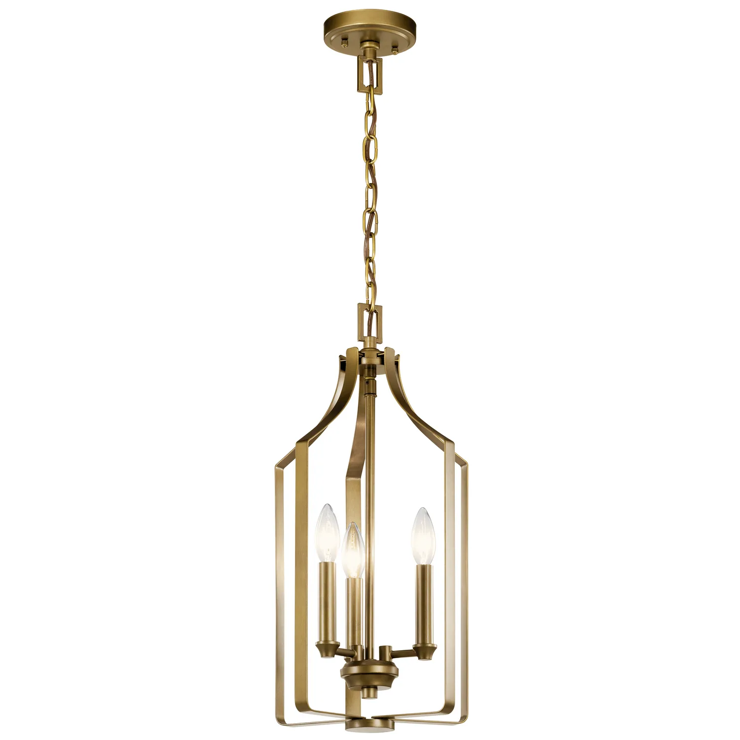 Morrigan Three Light Pendant in Natural Brass