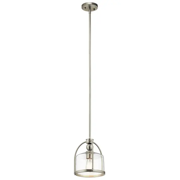 This compact mini pendant delivers modern sophistication with its brushed nickel finish and clear glass shade. At 9.5 inches wide, it's perfectly sized for task lighting over kitchen islands, bathroom vanities, or as accent lighting in hallways and closets.