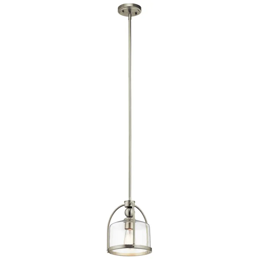 Brushed Nickel Mini Pendant with Clear Glass