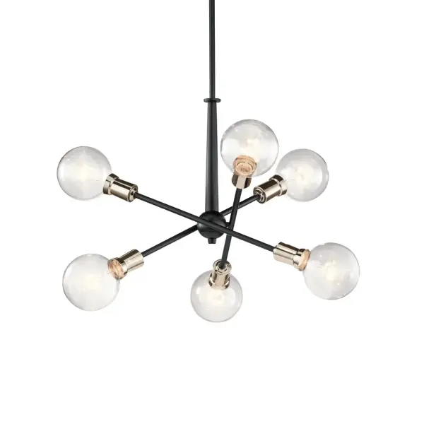 Modern 6-Light Chandelier with Bold Black Finish - Image 1