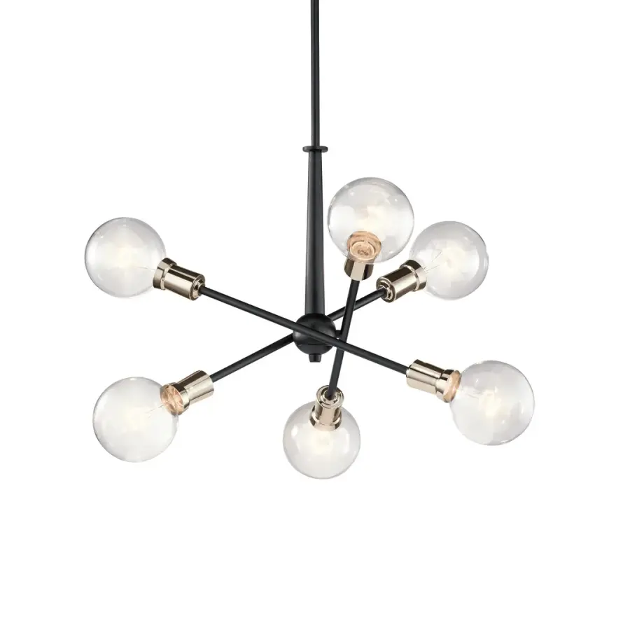 Modern 6-Light Chandelier with Bold Black Finish - Image 1