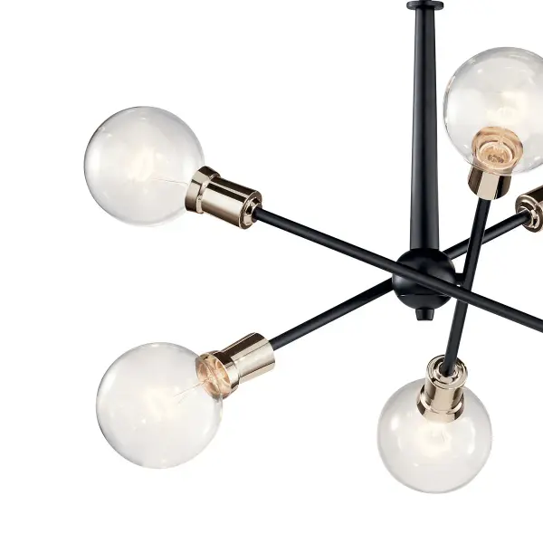 Modern 6-Light Chandelier with Bold Black Finish - Image 2