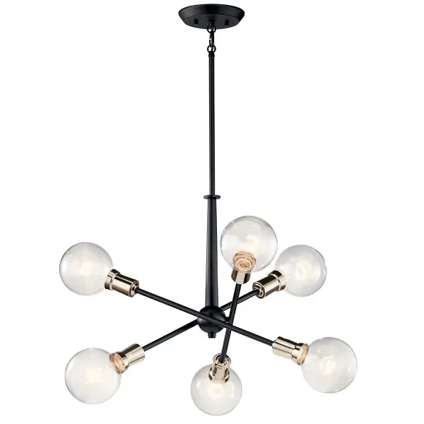 Modern 6-Light Chandelier with Bold Black Finish - Image 3