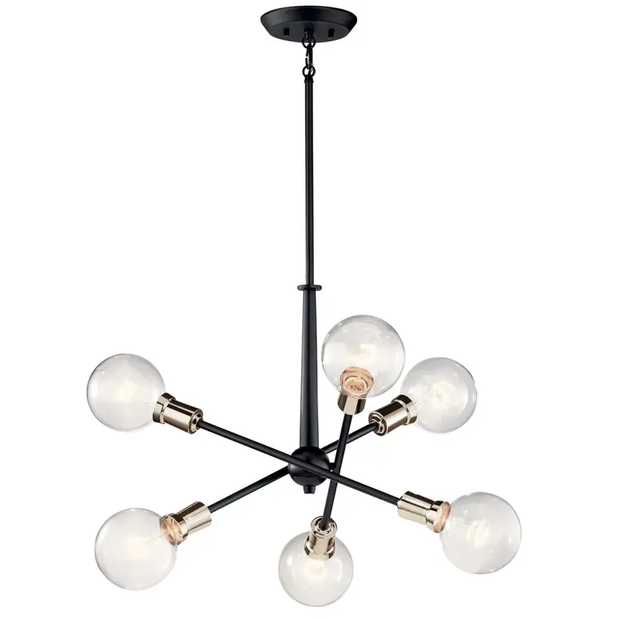 Modern 6-Light Chandelier with Bold Black Finish - Image 3