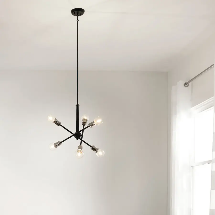 Modern 6-Light Chandelier with Bold Black Finish - Image 5
