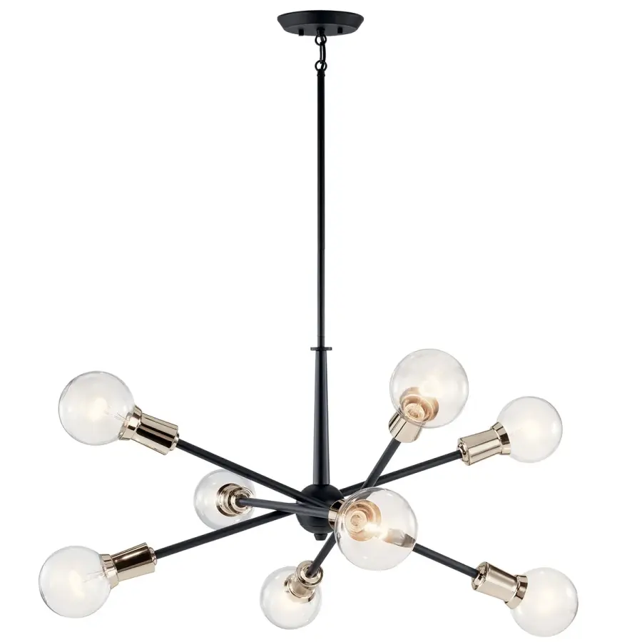 Bold 8-Light Statement Chandelier with Contemporary Black Finish - Image 2