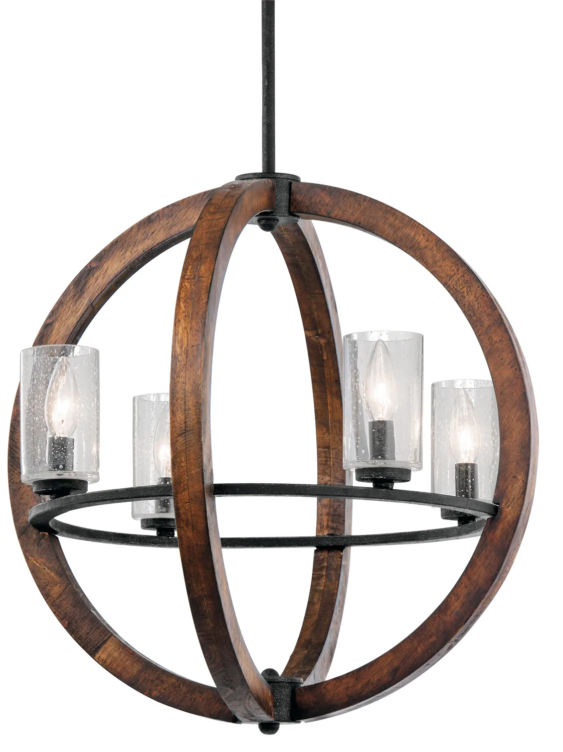 Grand Bank 4-Light Chandelier in Auburn Stained Wood