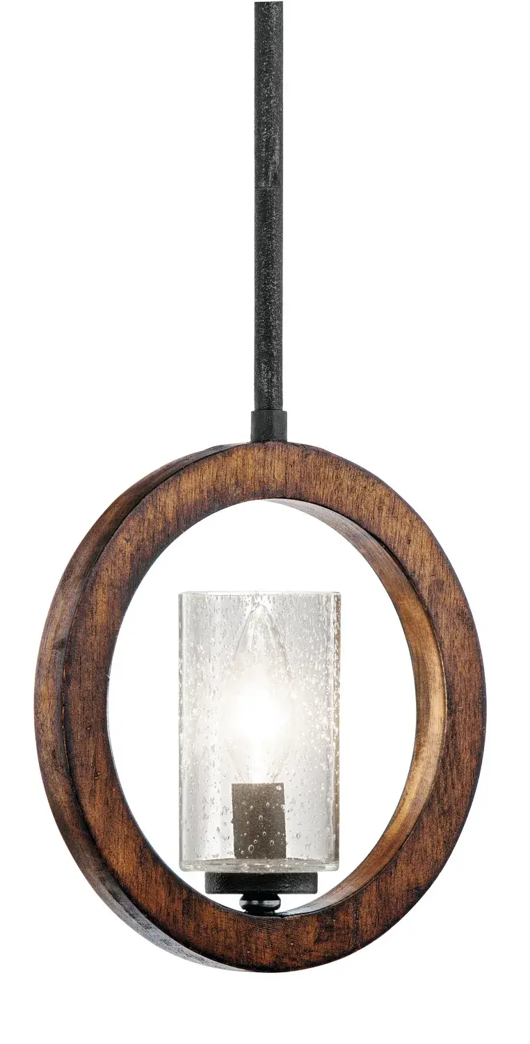 Grand Bank One Light Mini Pendant in Auburn Stained