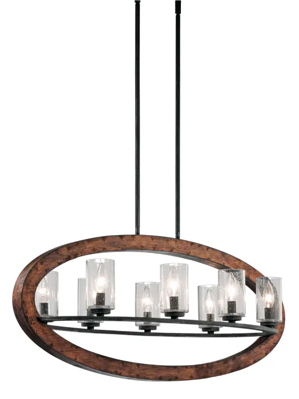 Grand Bank 8-Light Linear Chandelier in Auburn Stained