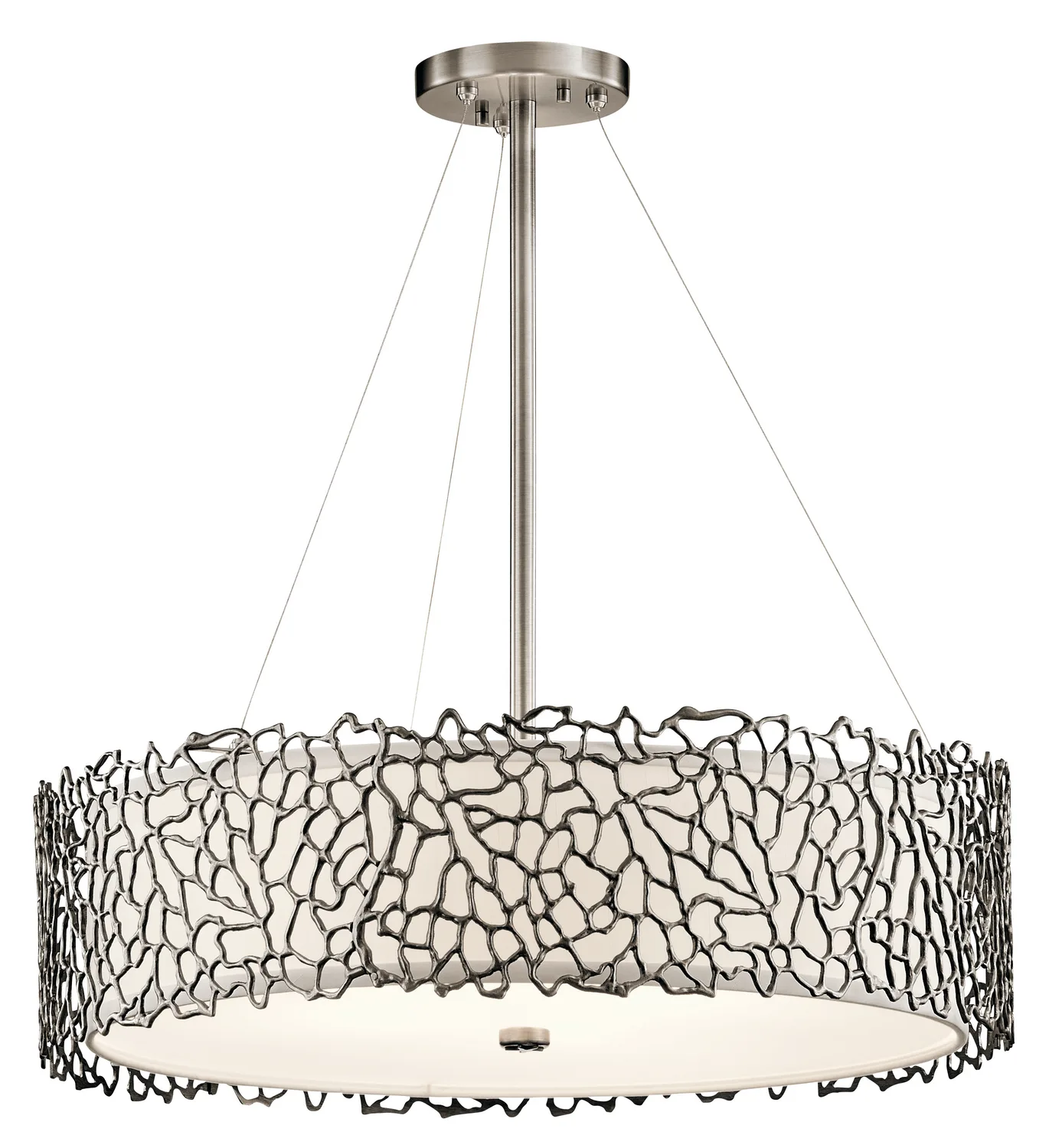 Silver Coral 4-Light Chandelier in Classic Pewter